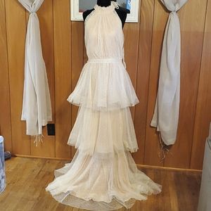 Halter lace full length dress